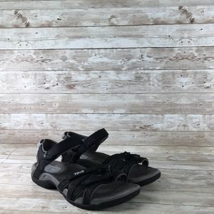 Teva Tirra Leather Sandal Womens 8 Black Gray